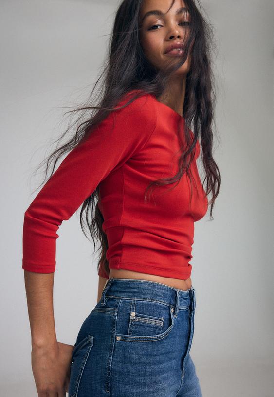 Stradivarius Capri Jeans Medium Blue Denim 4
