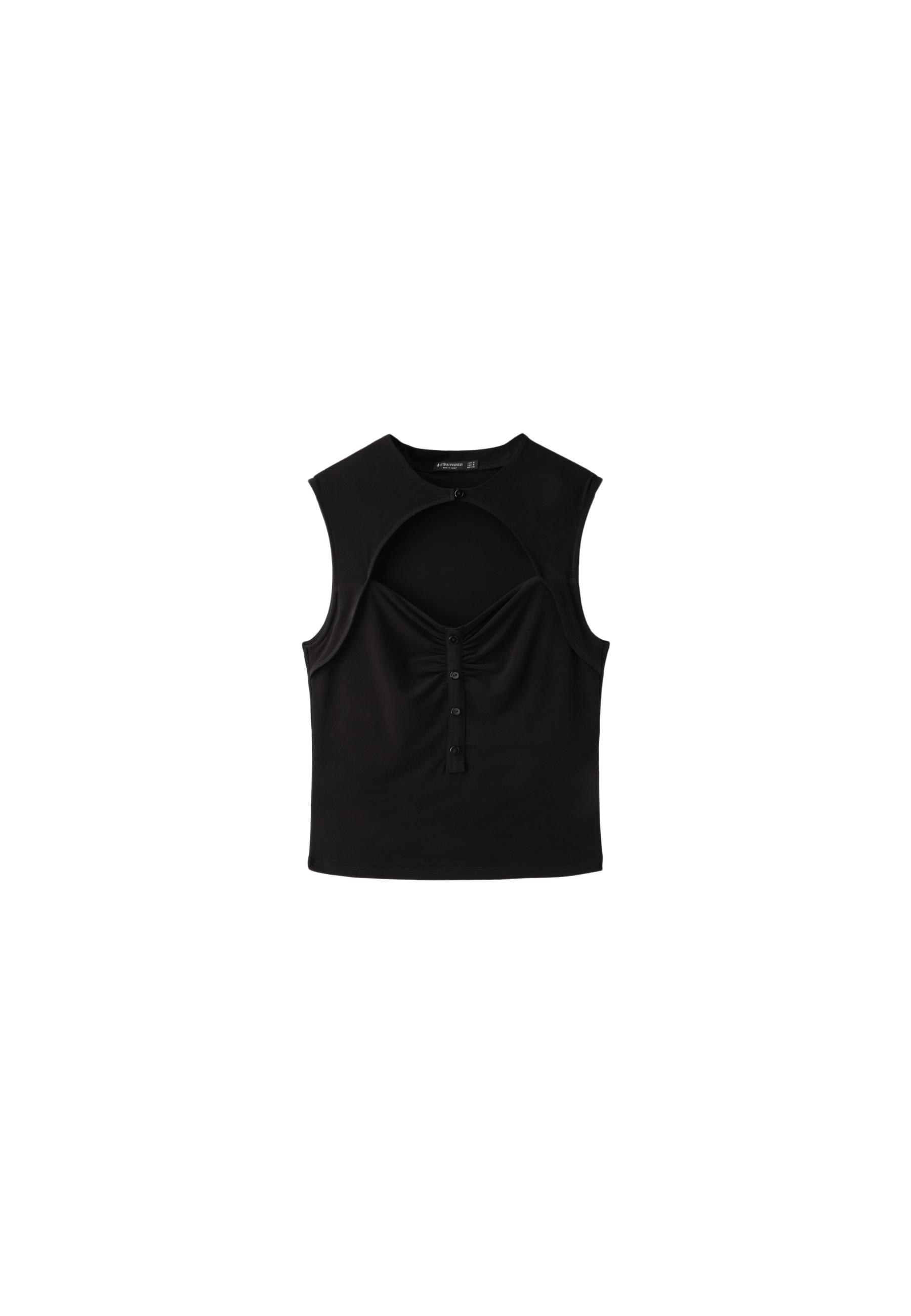 Fitted ruched top — Black