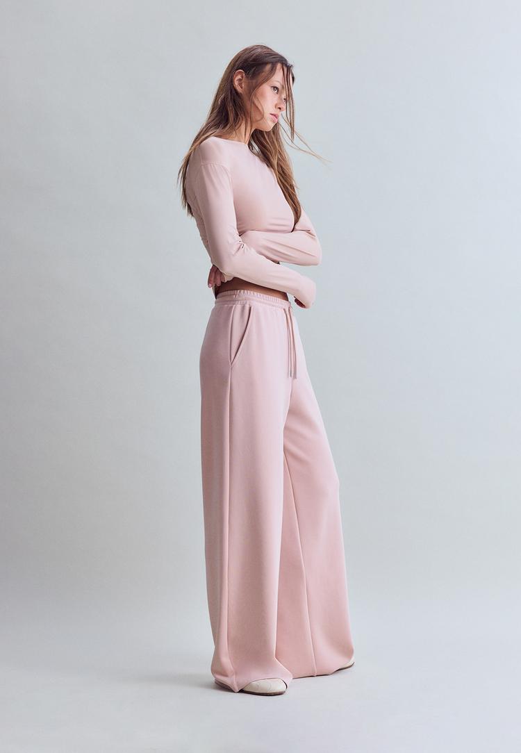 Soft-touch palazzo jogger trousers — Pastel pink