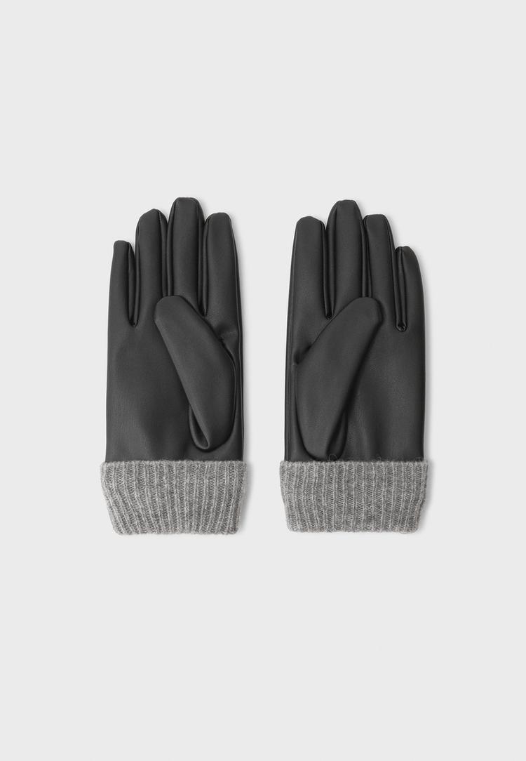 Stradivarius Mănuși Combinate Din Tricot Negru Os