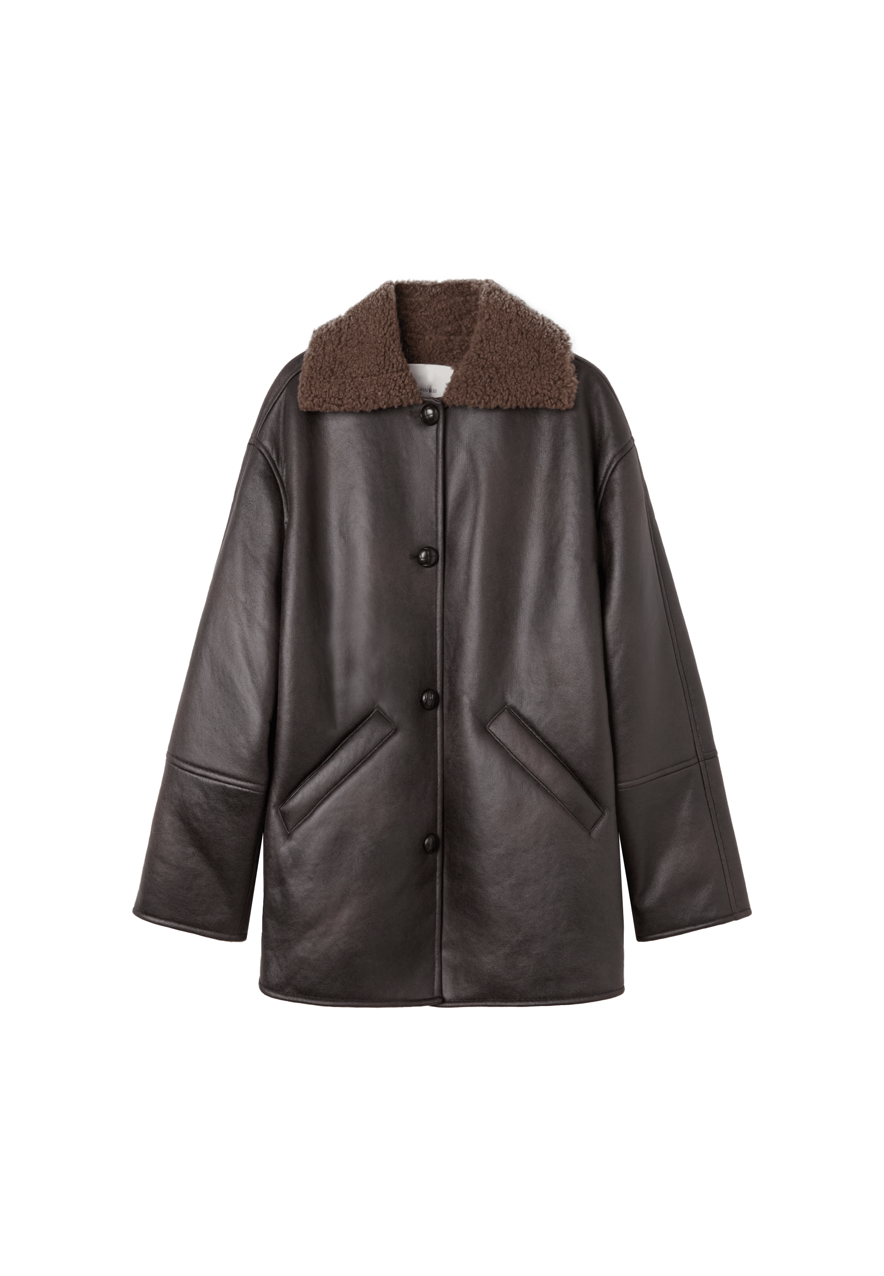 Oversize double-faced button-up jacket — Brown