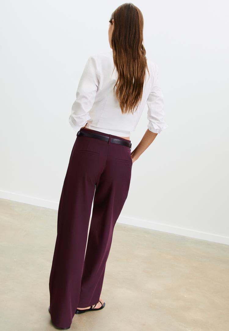 pantalon fluide droit habille ceinture