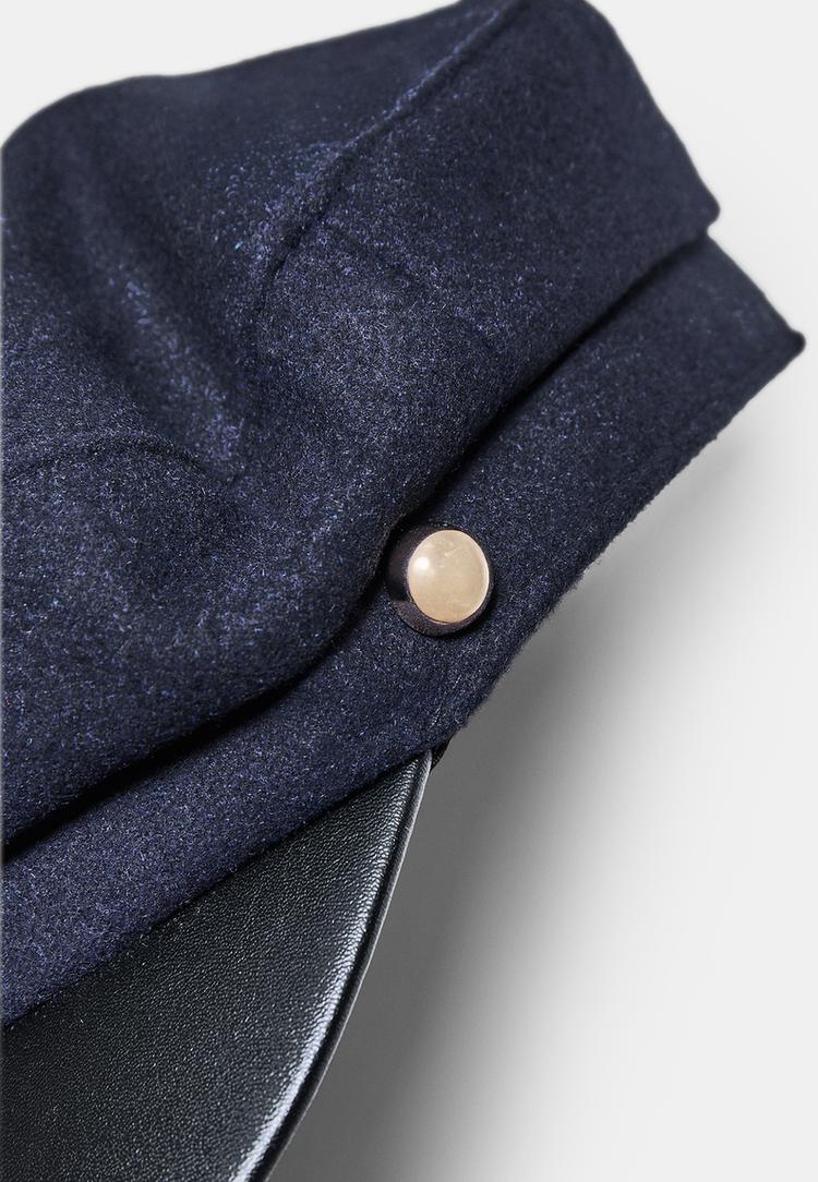 Stradivarius Ναυτικό Κασκέτο Από Δύο Υλικά Navy Blue Os φωτογραφία