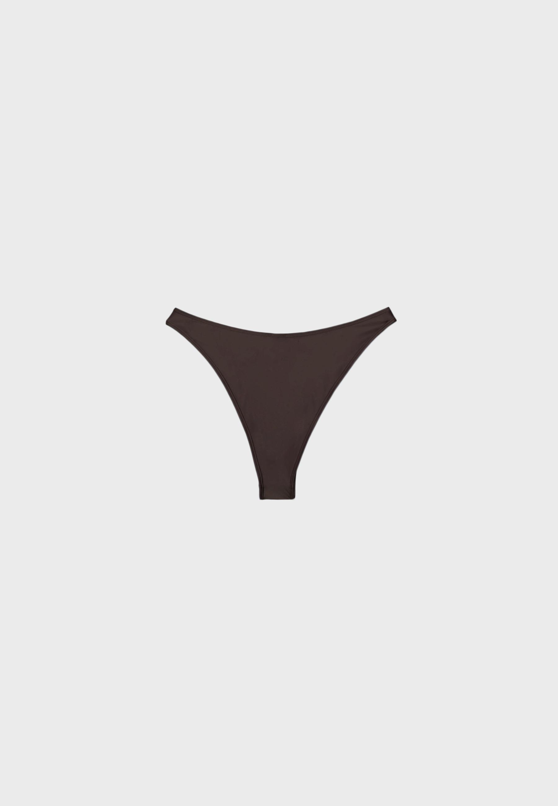 Basic sateen Brazilian bikini briefs — Brown