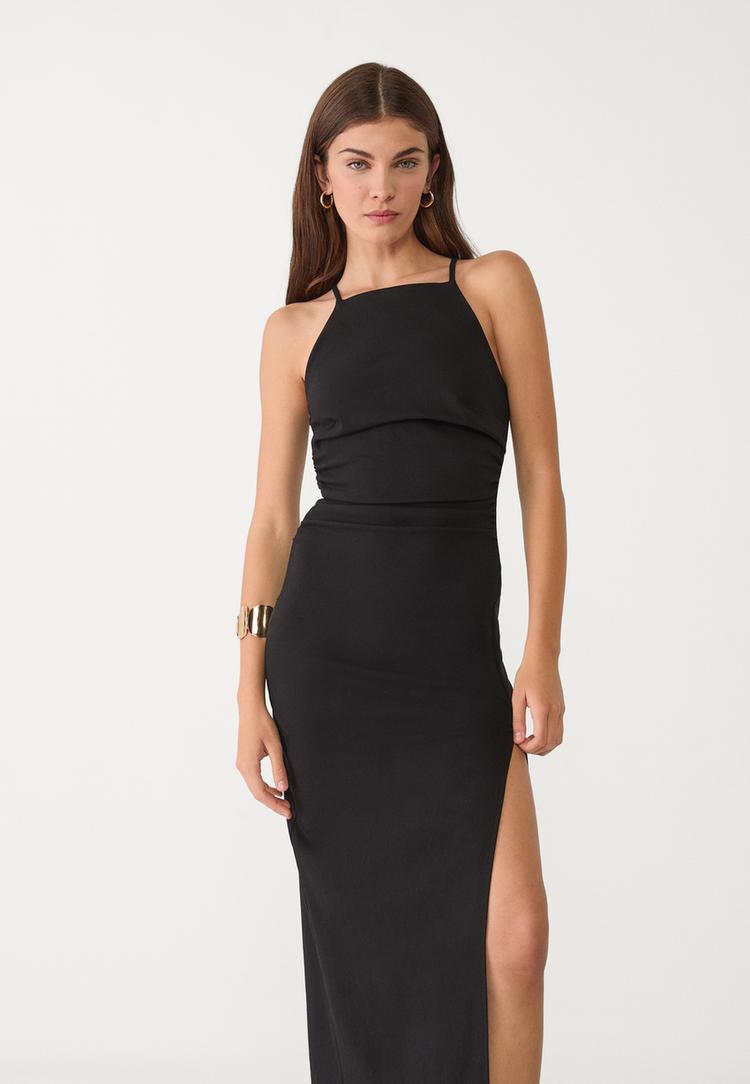 vestido halter midi