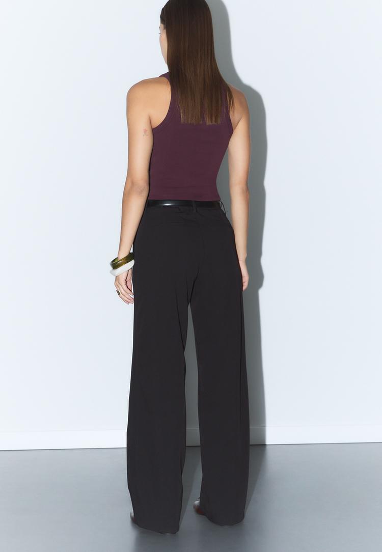 pantalon fluido recto vestir cinturon