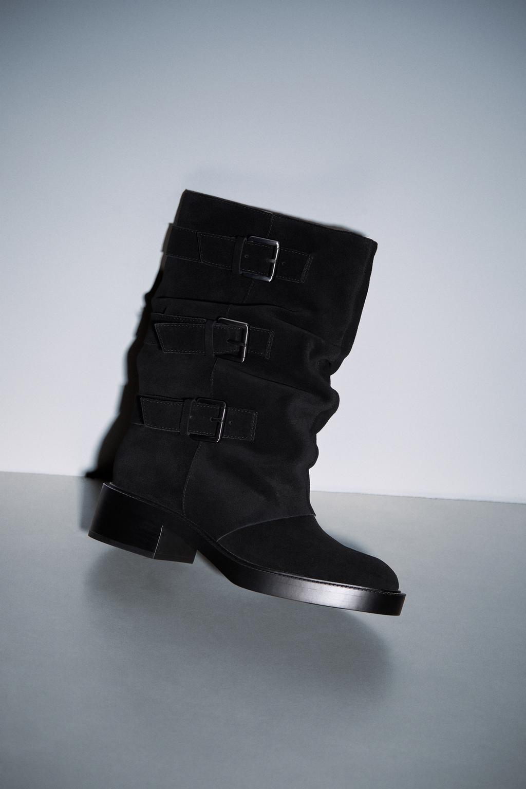 Lederstiefeletten mit Schnallen