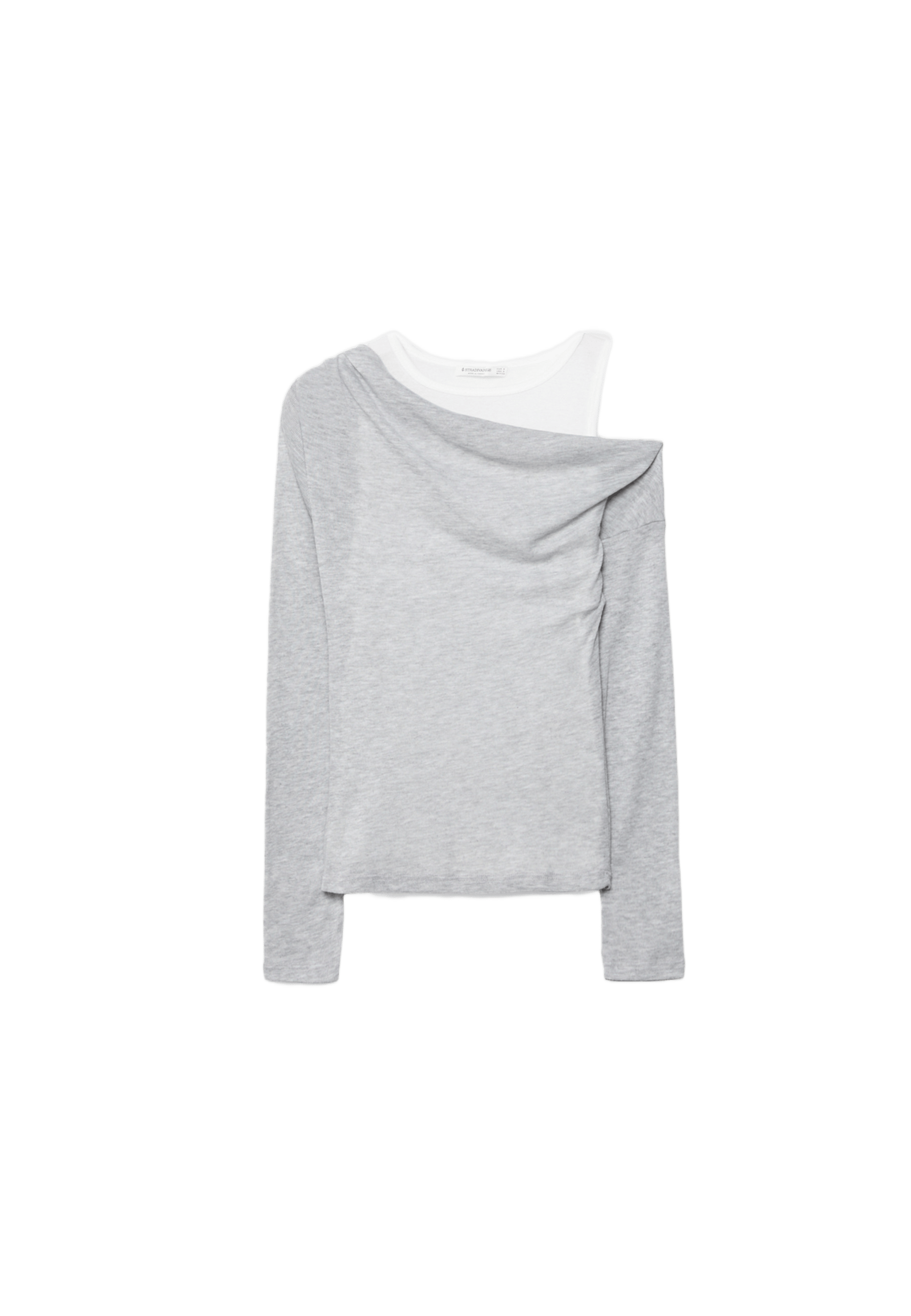Asymmetric double T-shirt — Grey melange