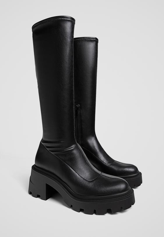 stivali con tacco e plateau