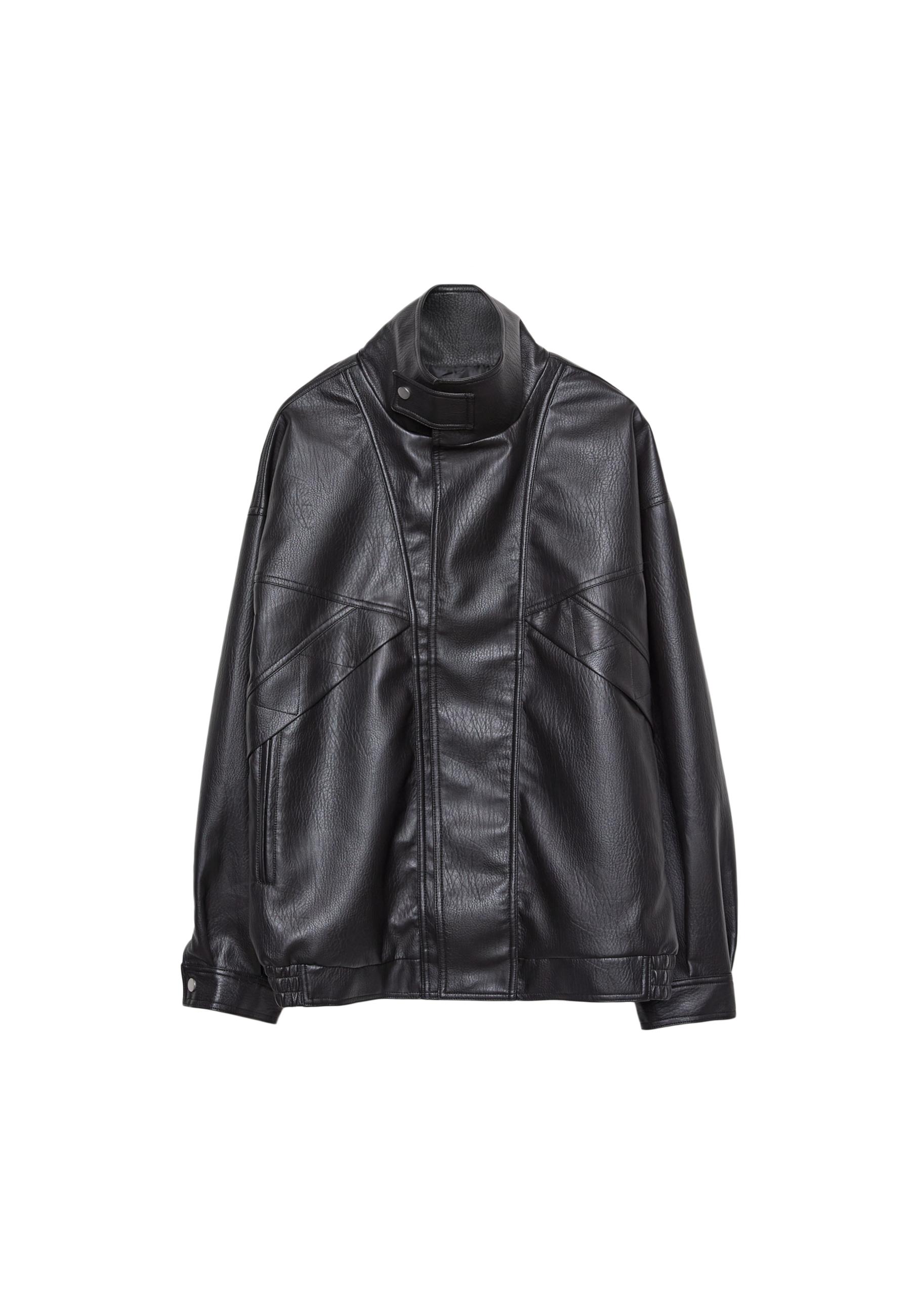 Oversize leather effect jacket — Black