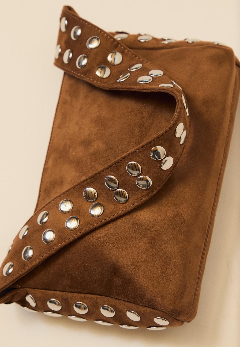 Studded long shoulder bag