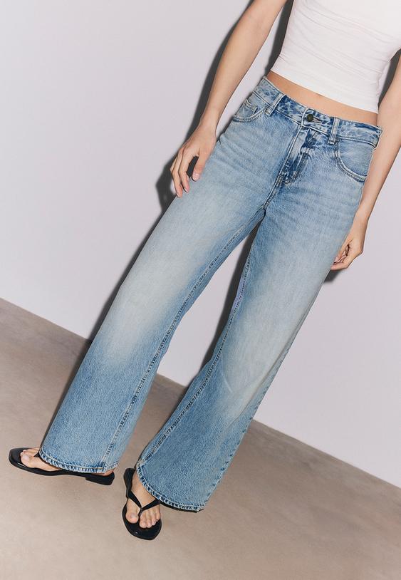 Stradivarius Wide-Leg Jeans Medium Light Blue Denim 8