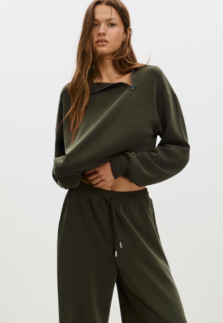 sweat shirt fermeture eclair laterale toucher doux