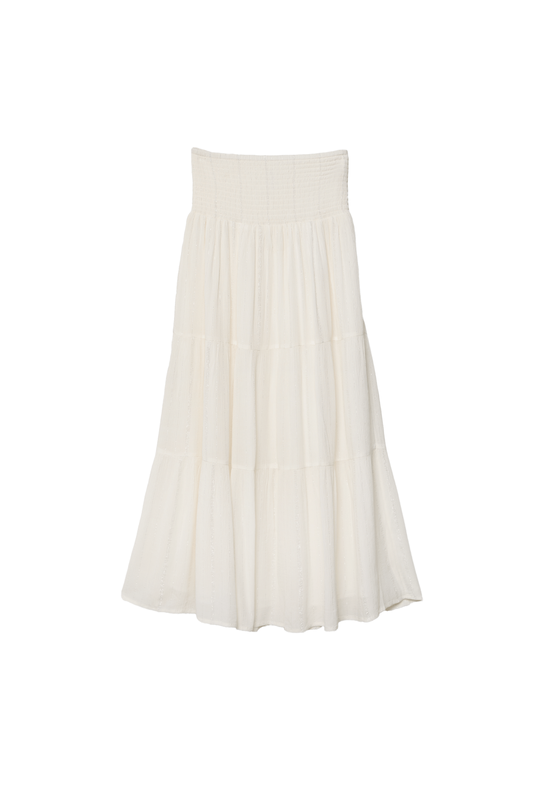 Panelled skirt with metallic thread — Ecru