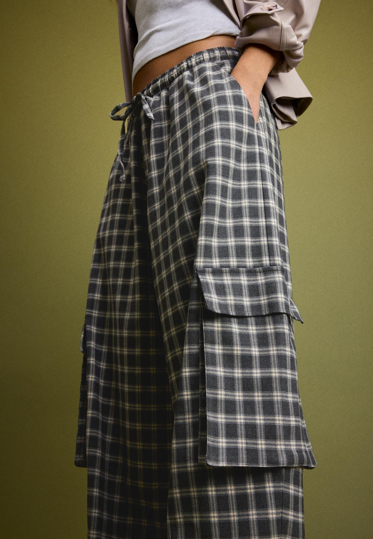 Checked smart cargo trousers — Dark grey