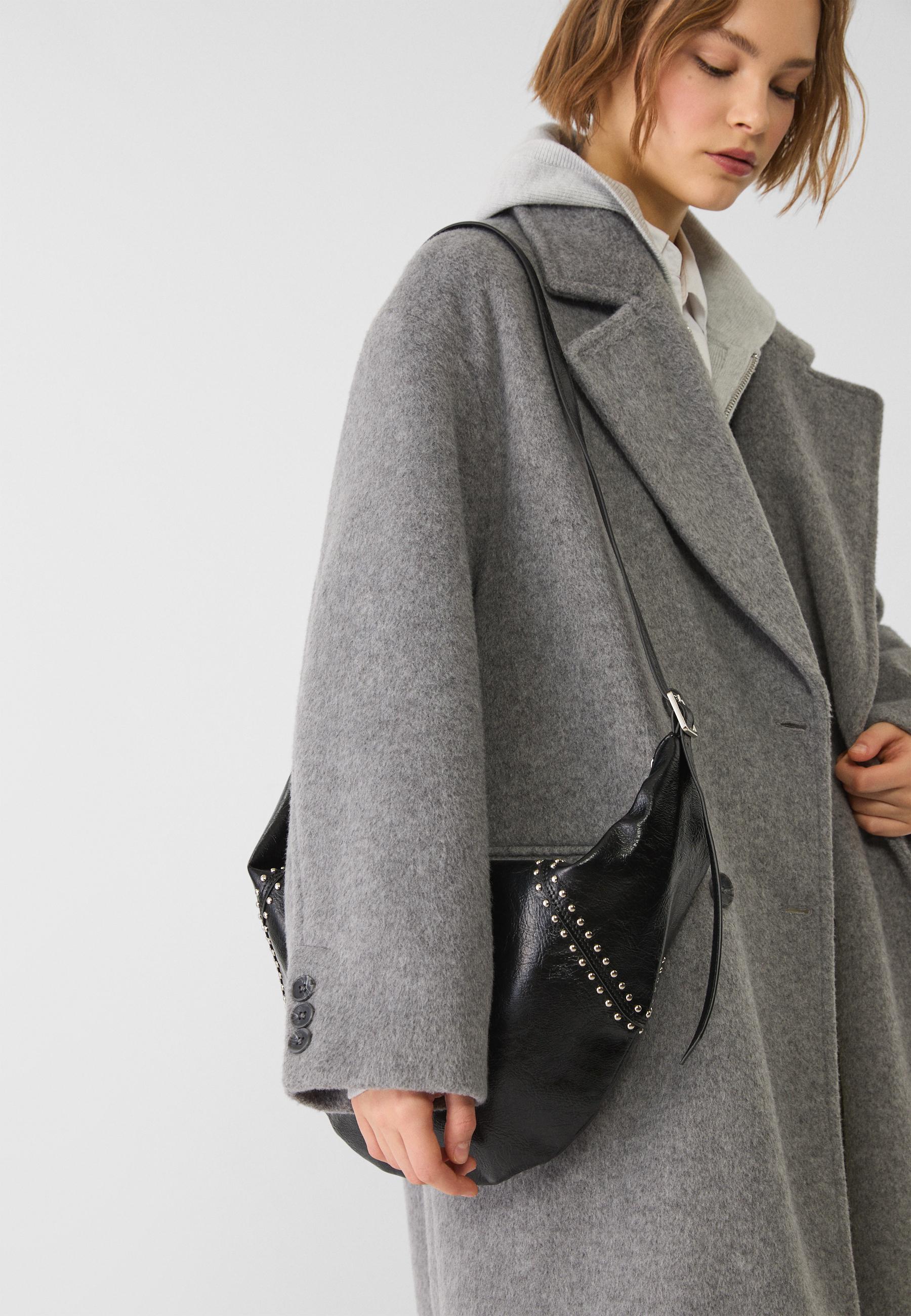 Soft half-moon crossbody bag with studs - Women's fashion Soft half-moon crossbody bag with studs - Women's fashion