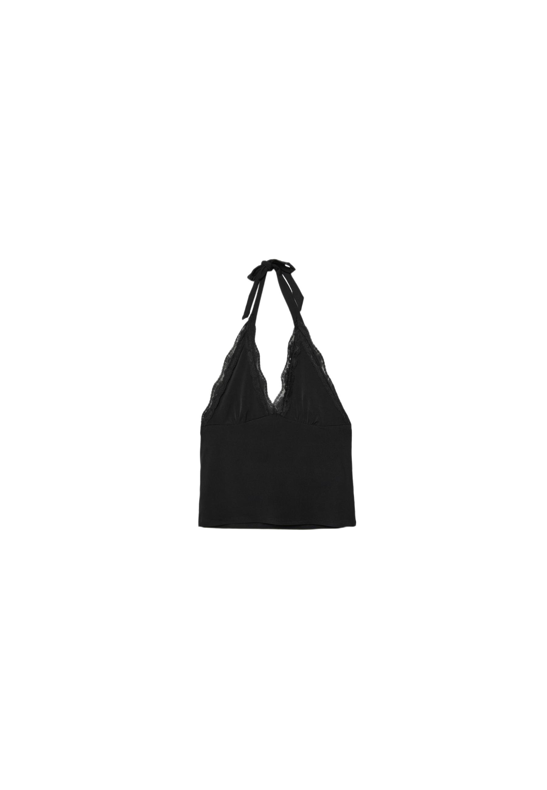Lace halter top — Black