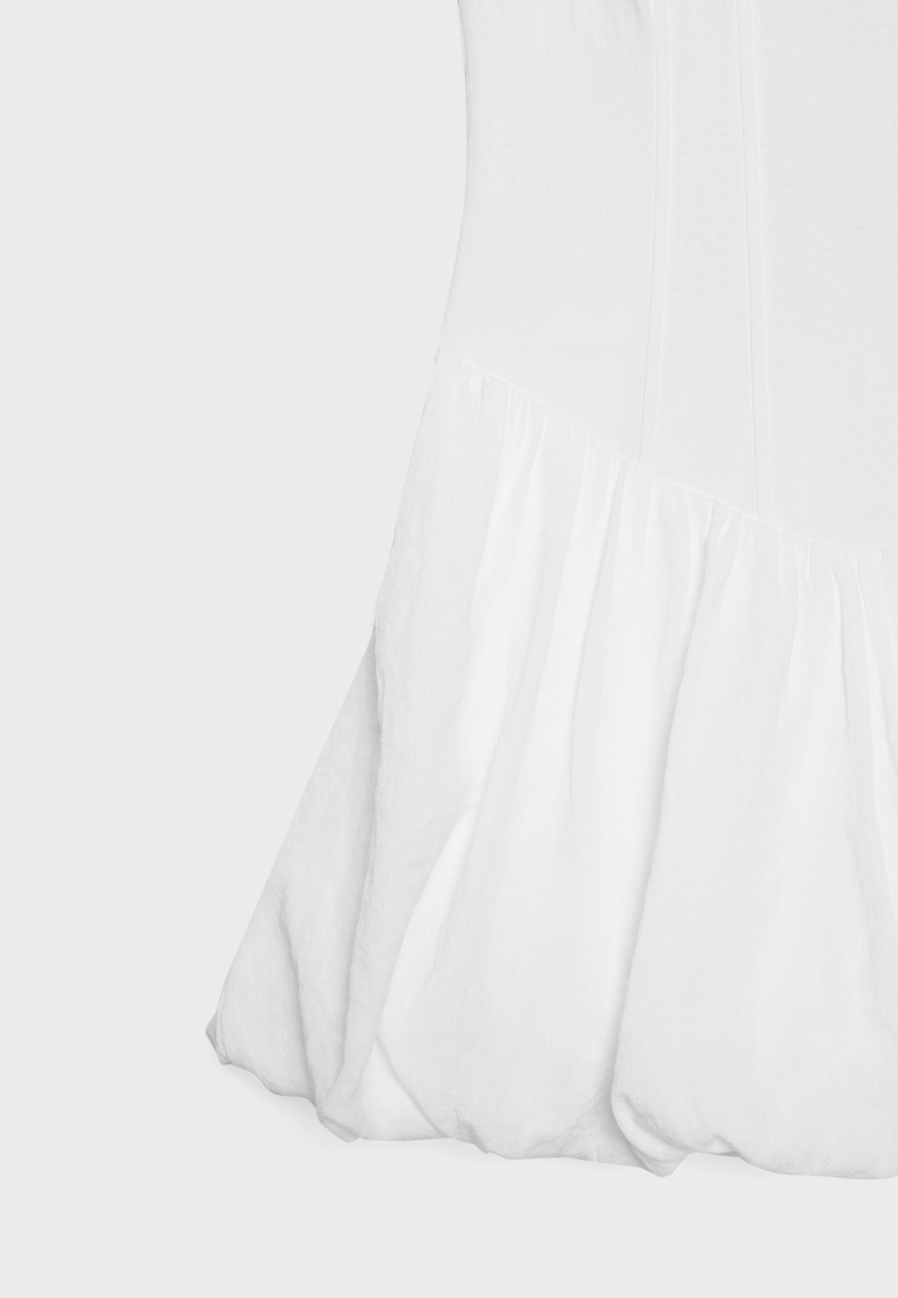 Short balloon strap dress — White