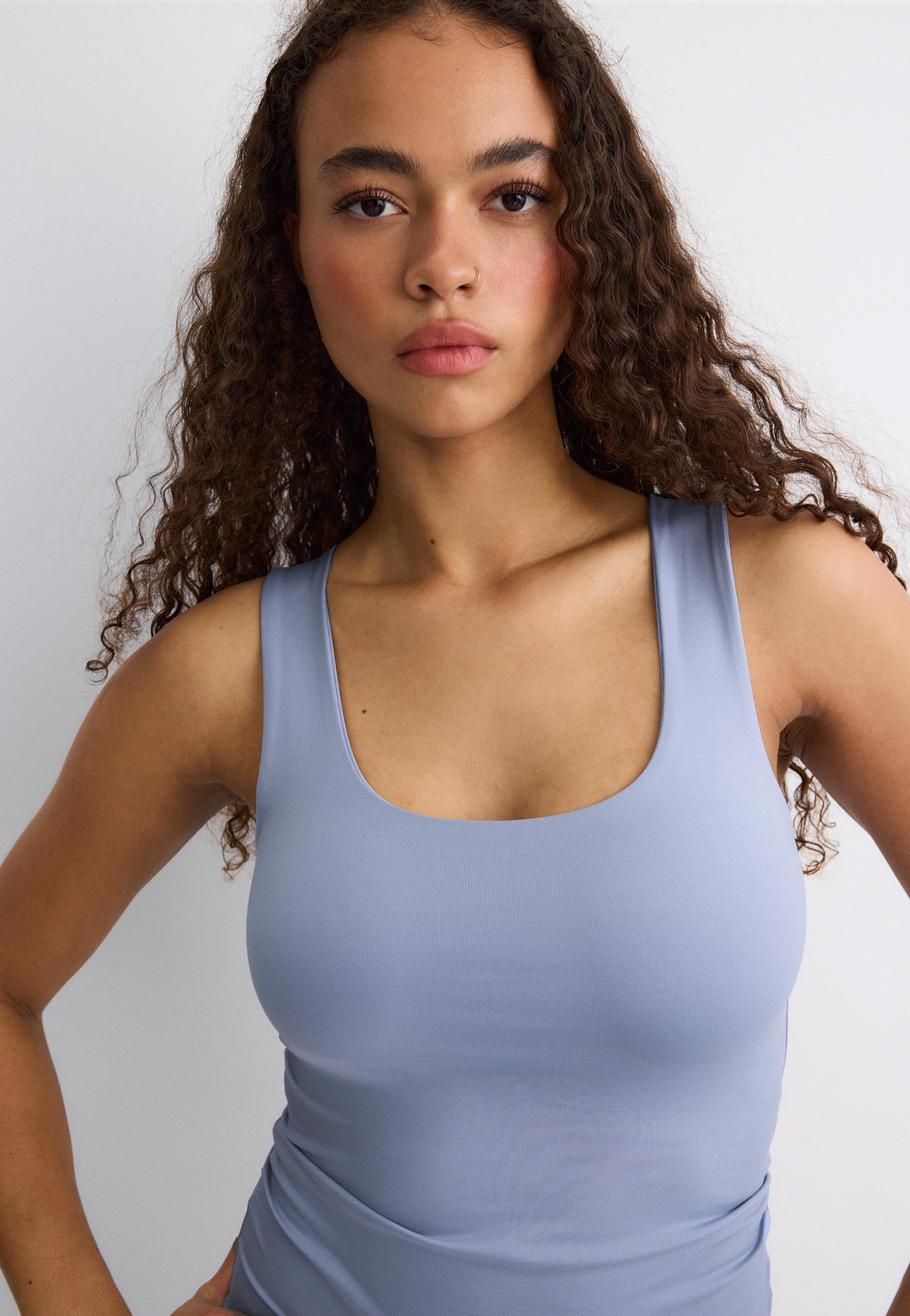 Polyamide wide-strap T-shirt — Sky blue