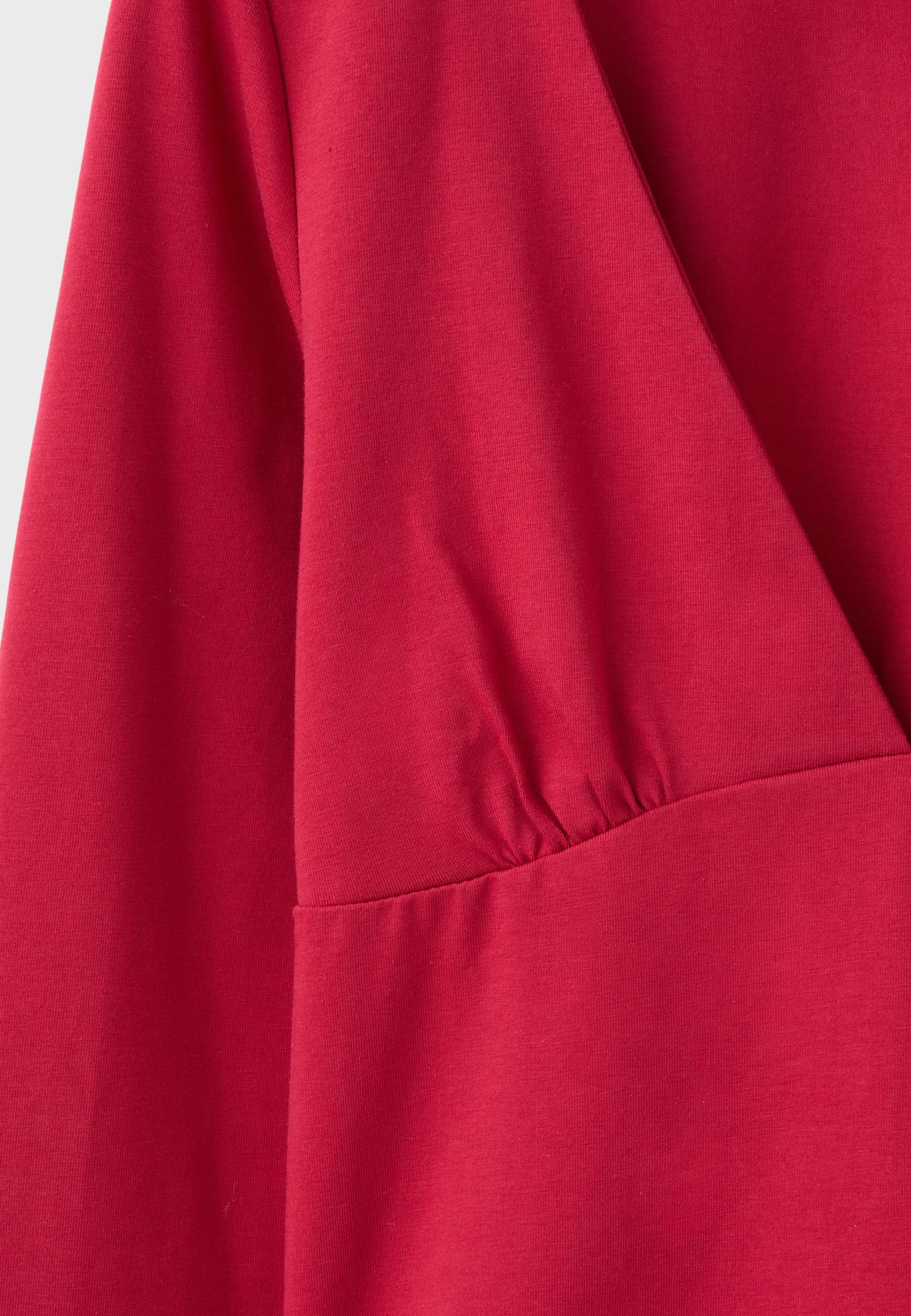 Under-bust cut long sleeve T-shirt — Red
