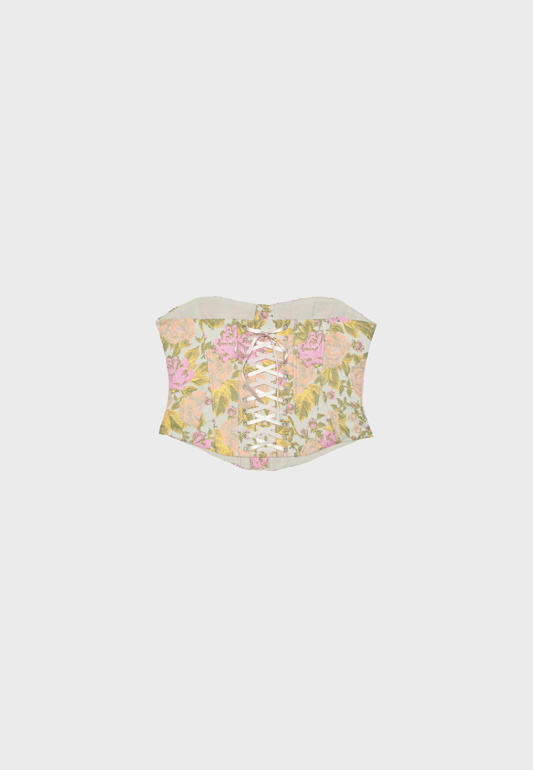 Lace-up corset — Beige melange