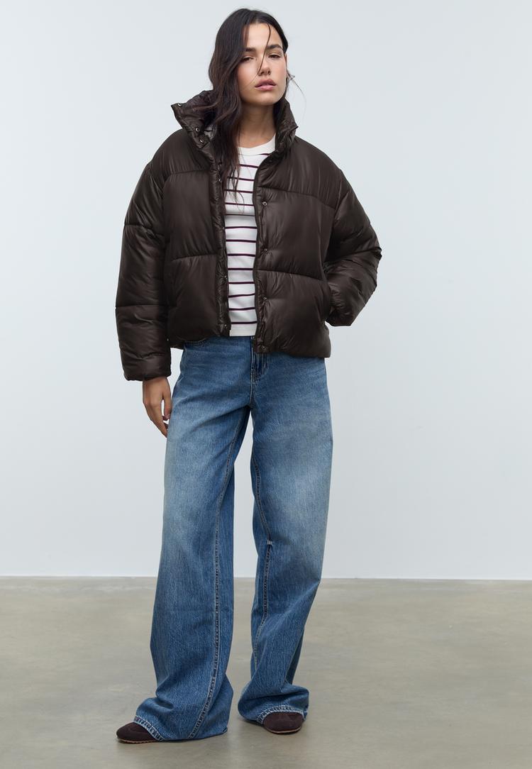 satin effect puffer jacket