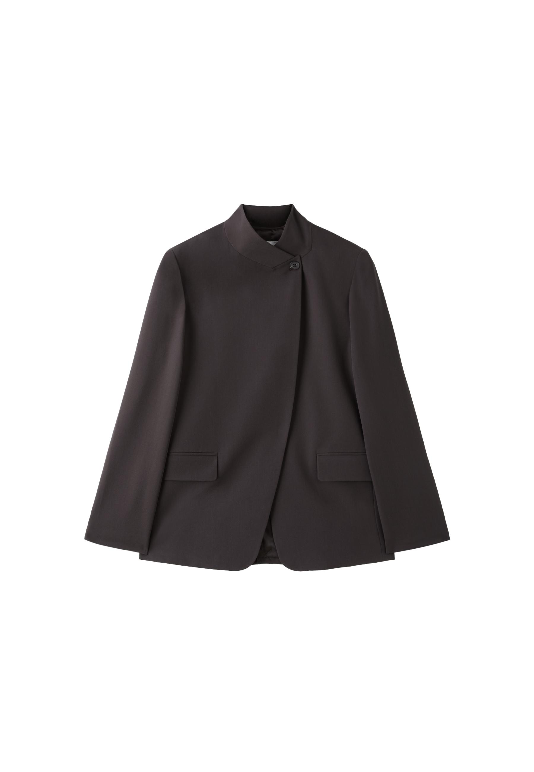 Asymmetrical regular fit blazer — Brown