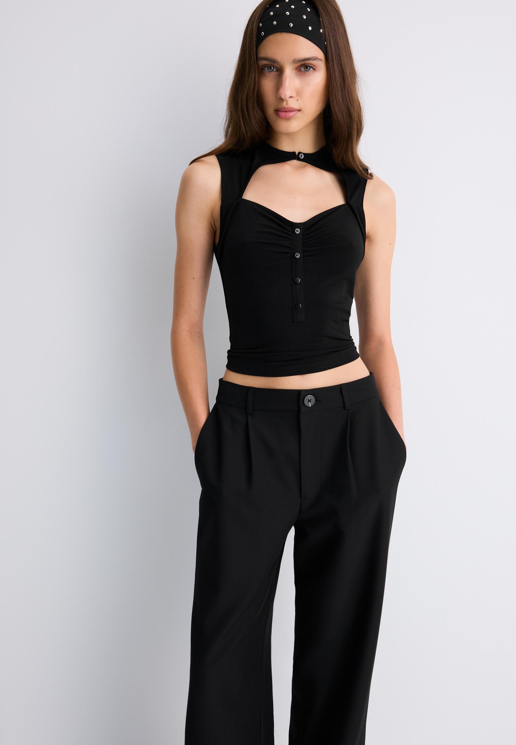 Straight-leg smart trousers — Black
