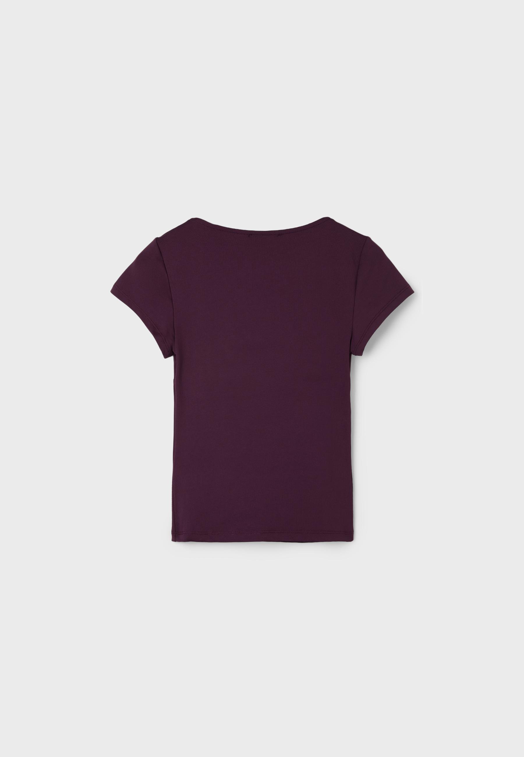 Polyamide V-neck cap sleeve T-shirt — Purple