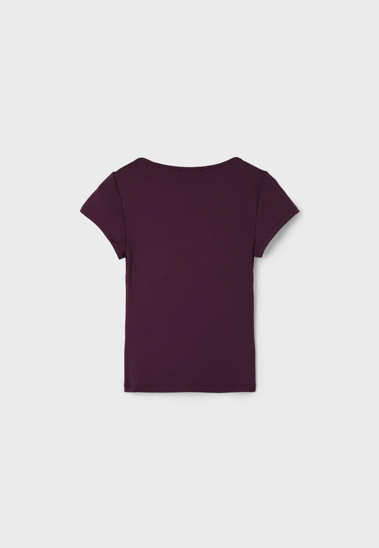 Polyamide V-neck cap sleeve T-shirt — Purple