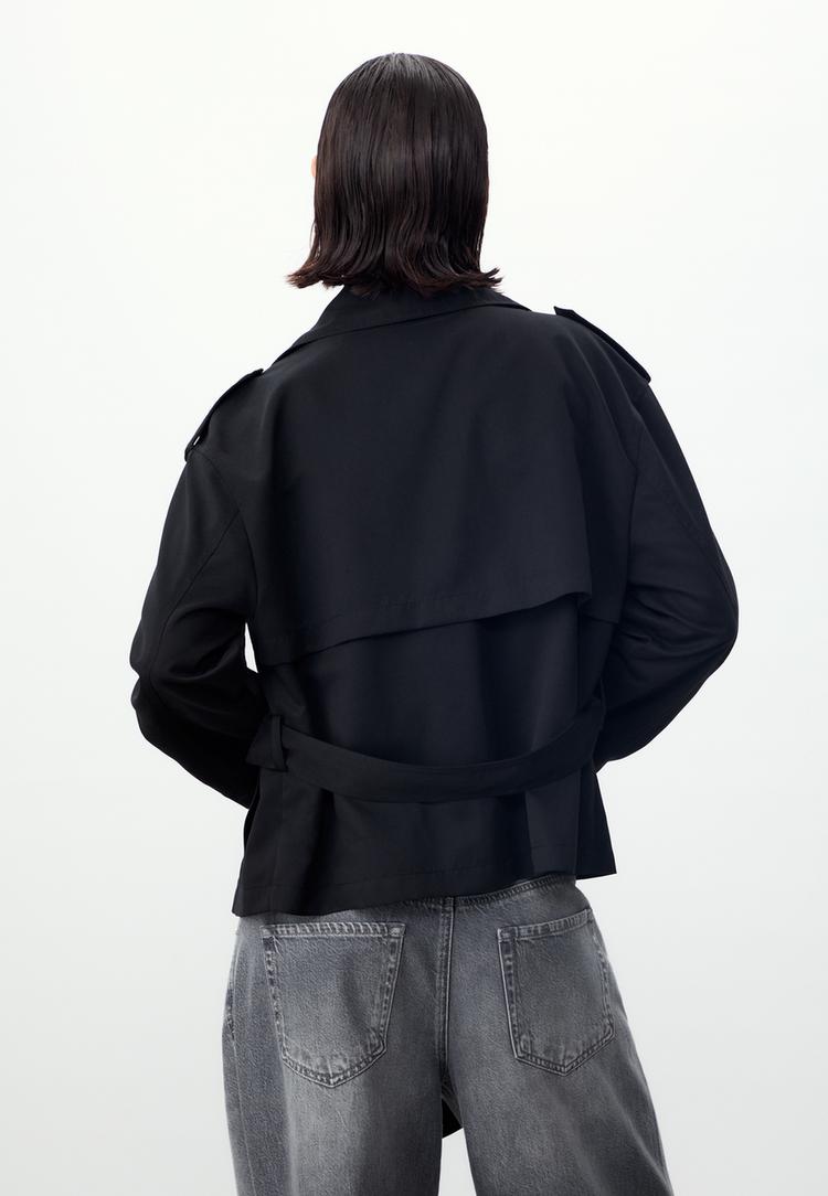 short trench coat with belt