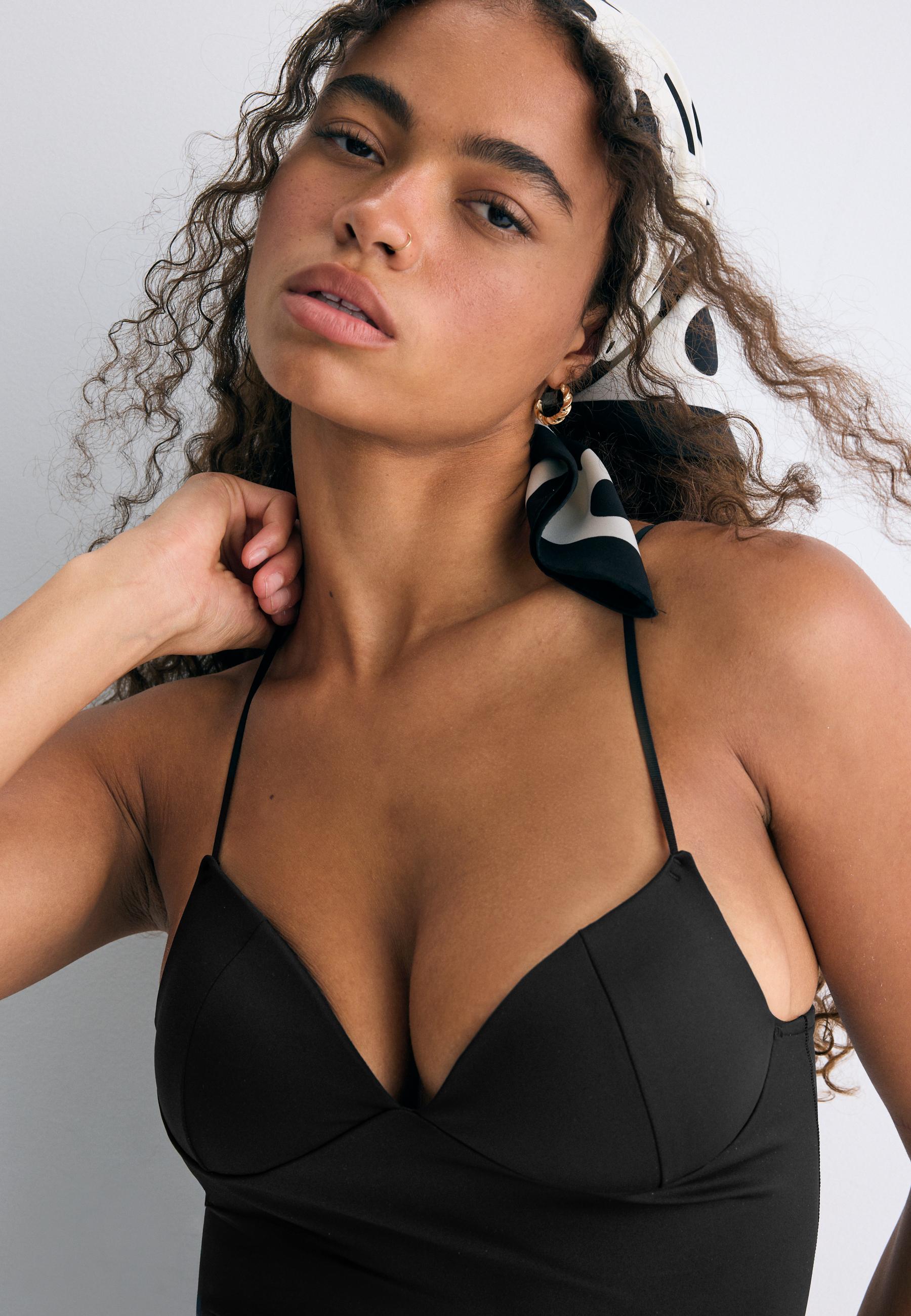Corsetry-inspired top — Black