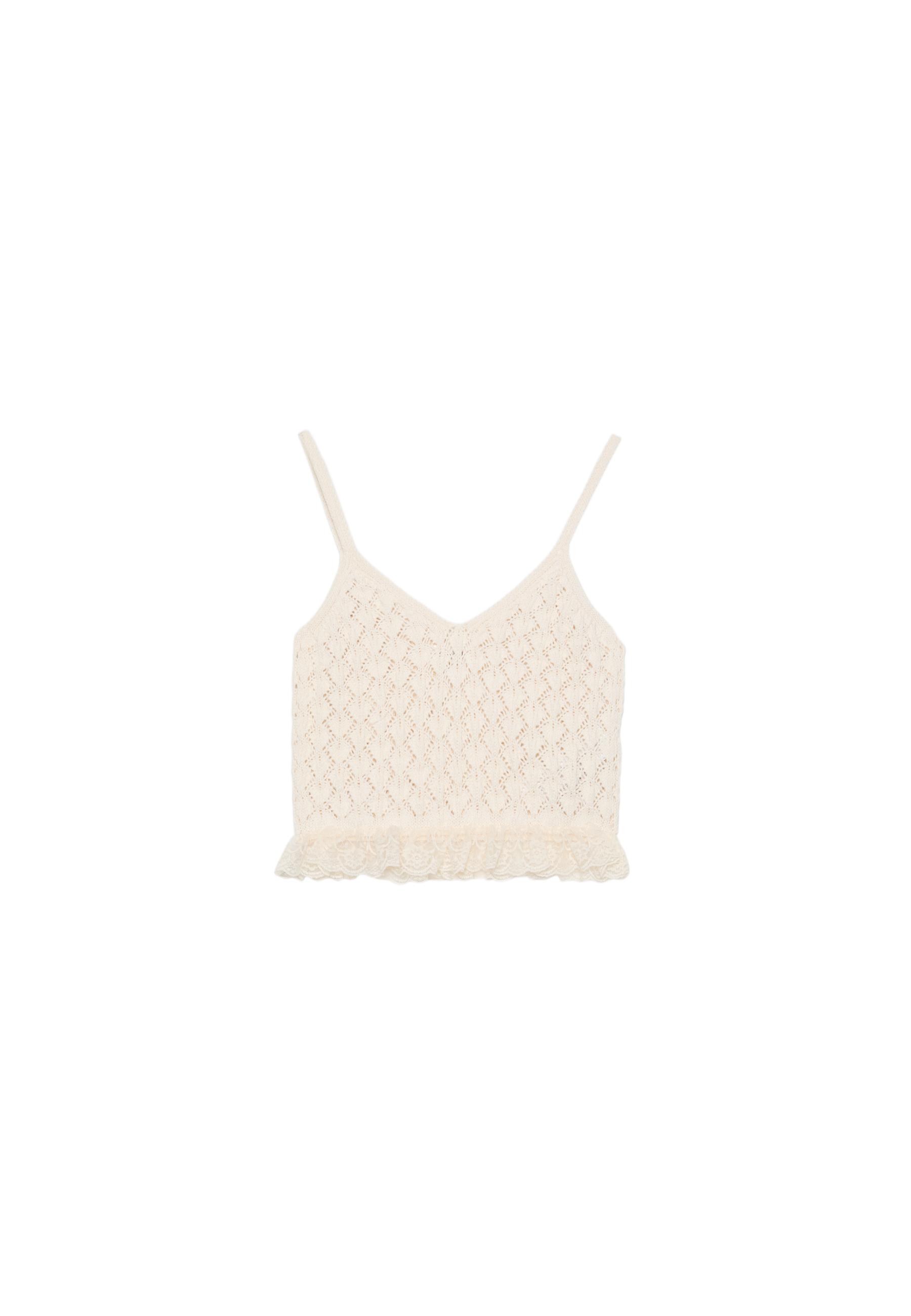 Mixed knit top — Vanilla