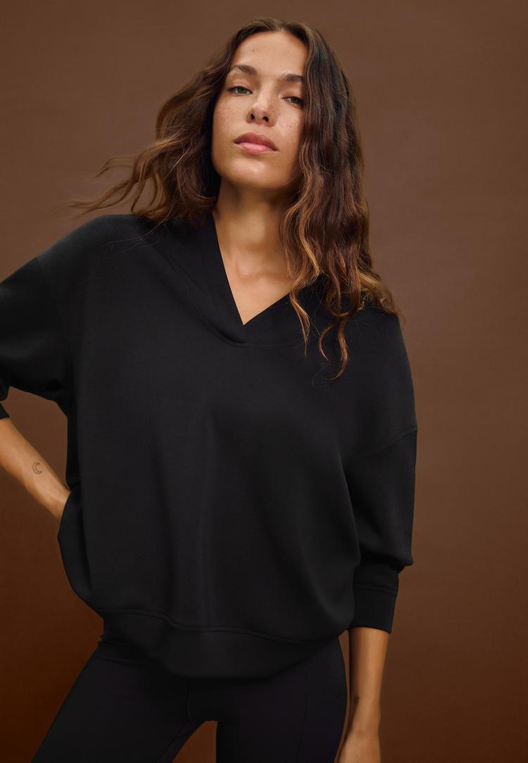 yumusak dokulu oversize kapusonlu sweatshirt