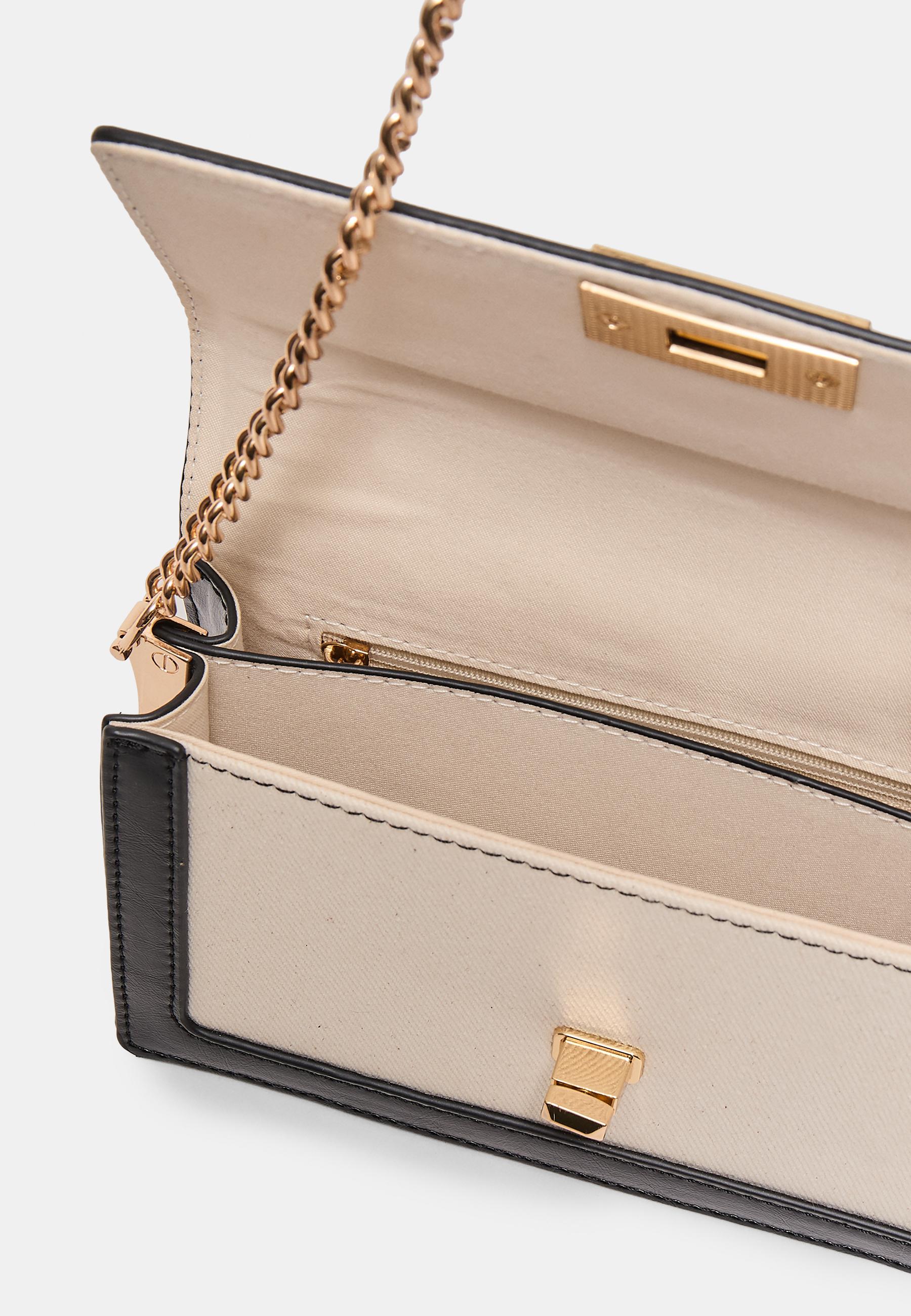 Contrast canvas crossbody bag — Ecru