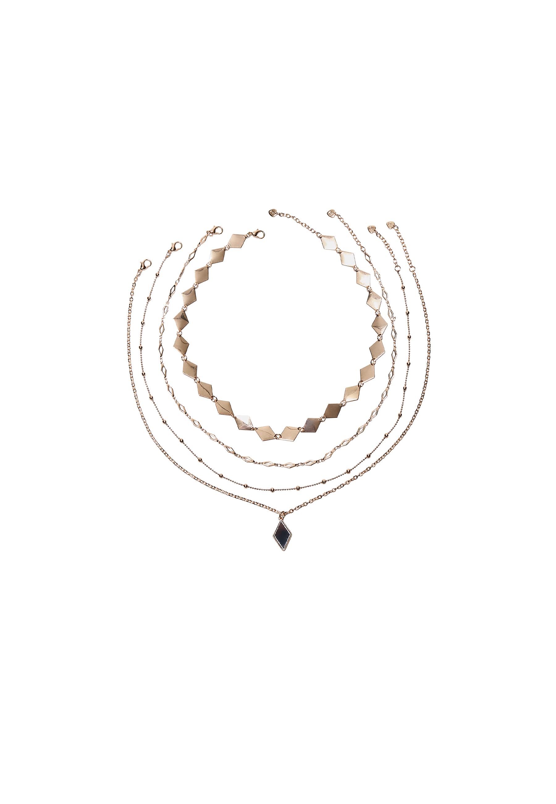 Set of 4 mirror-effect diamond necklaces — Gold