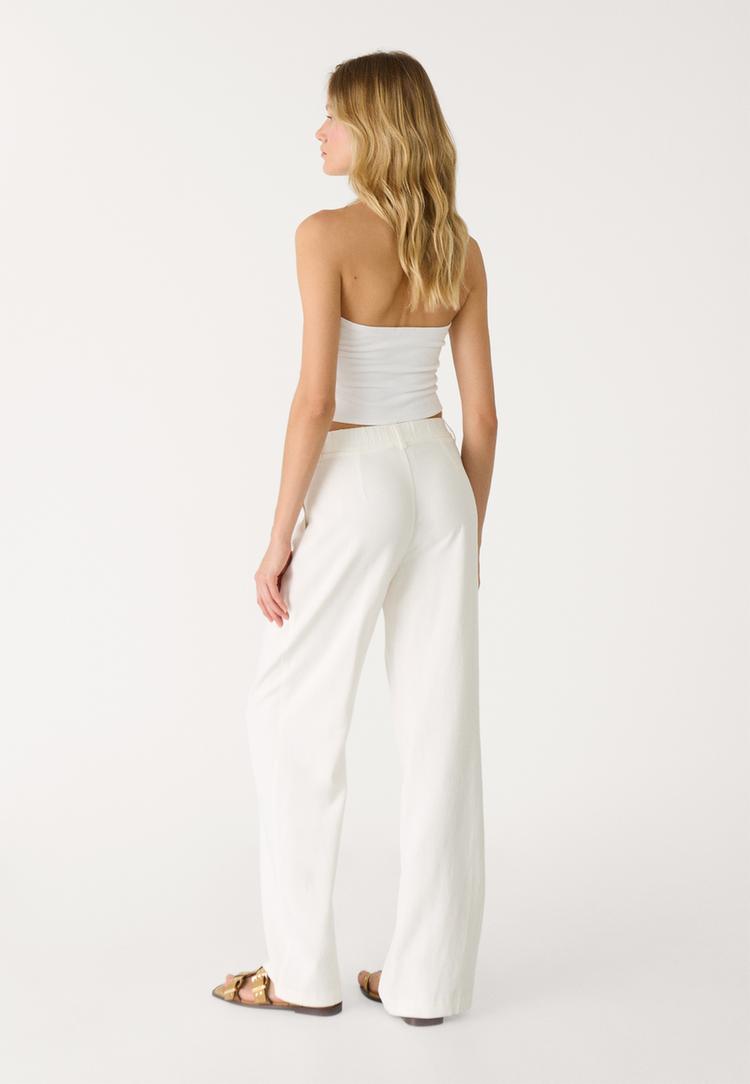 pantalon recto con lino