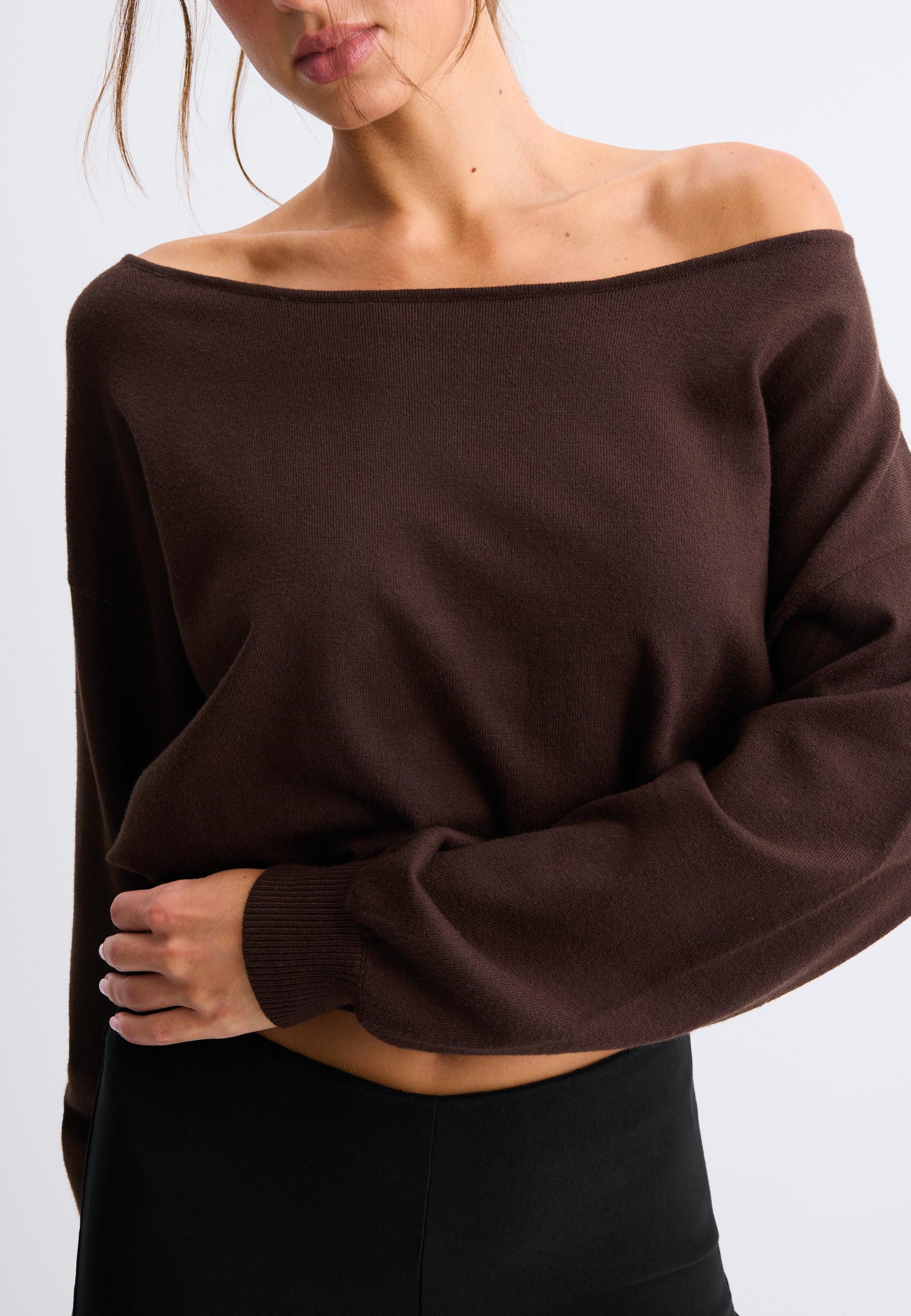 Asymmetric knit sweater — Brown