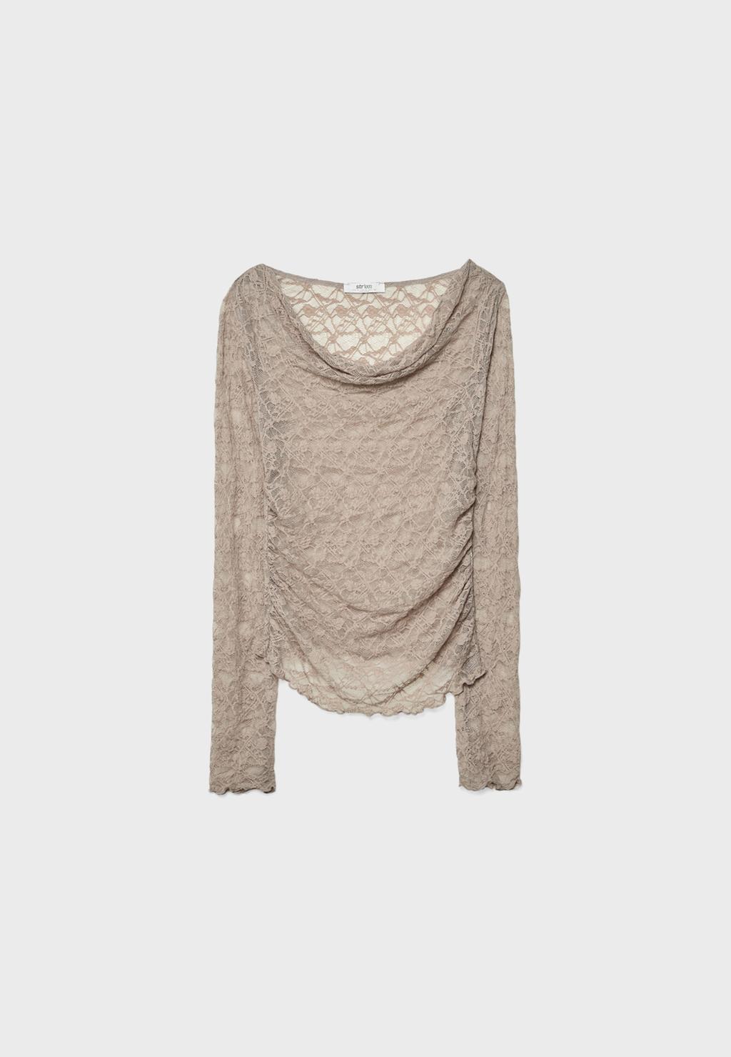 Drapiertes Spitzen-Shirt