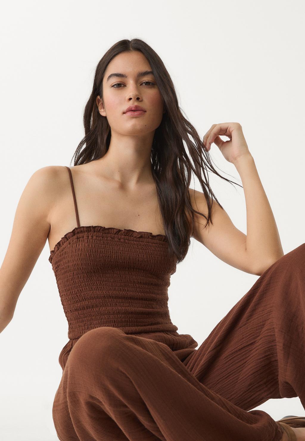 Lange zwierige jumpsuit met bandjes