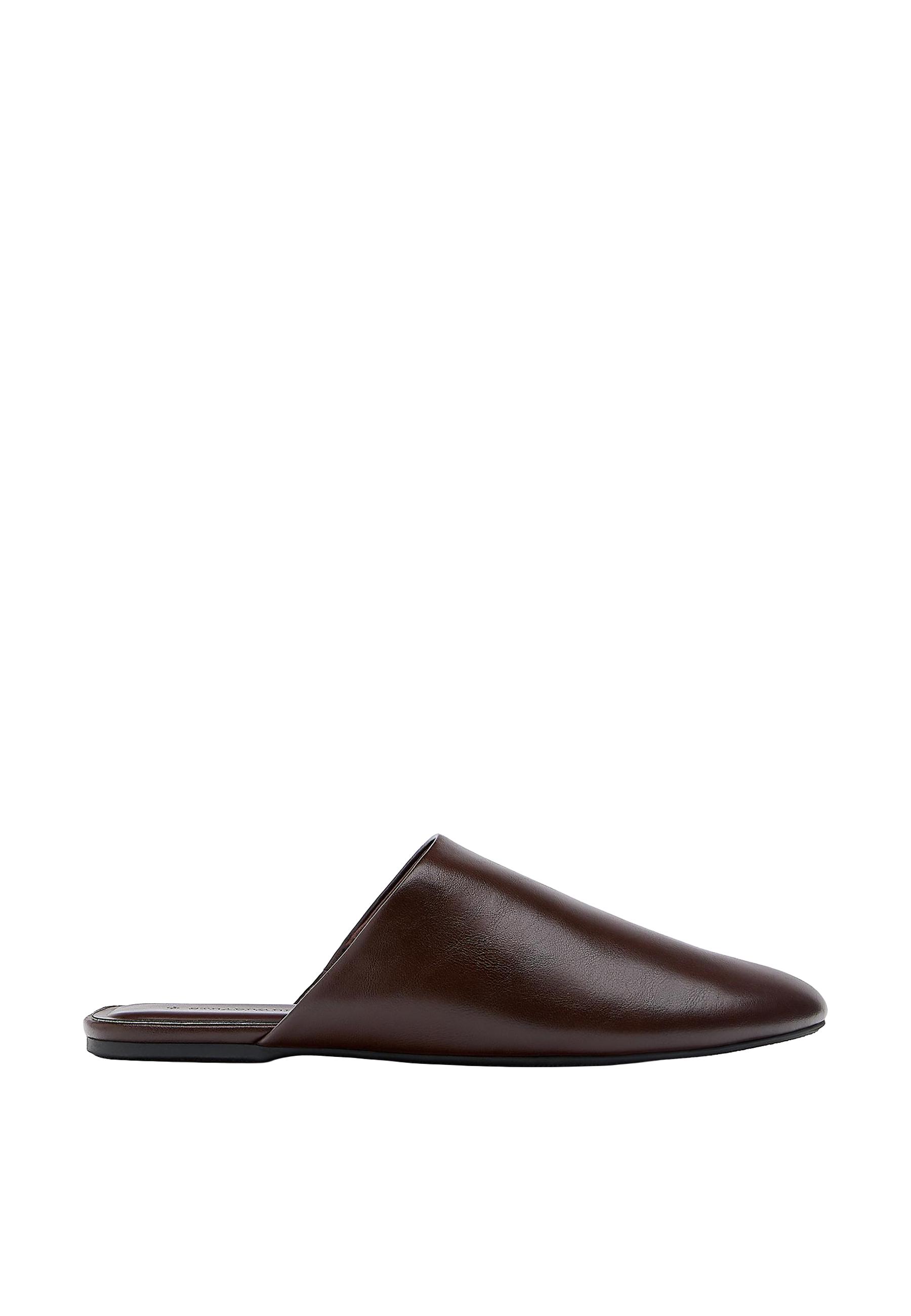Leather effect slippers — BROWN