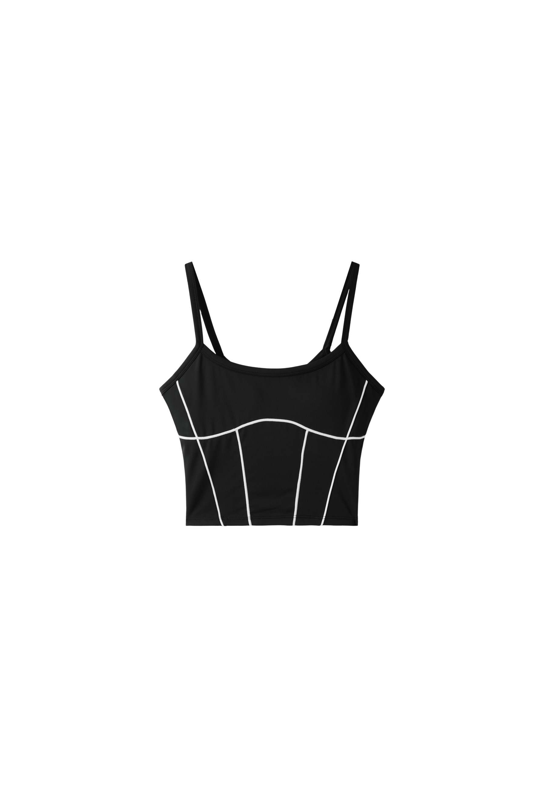 Contrast piping crop top — Black