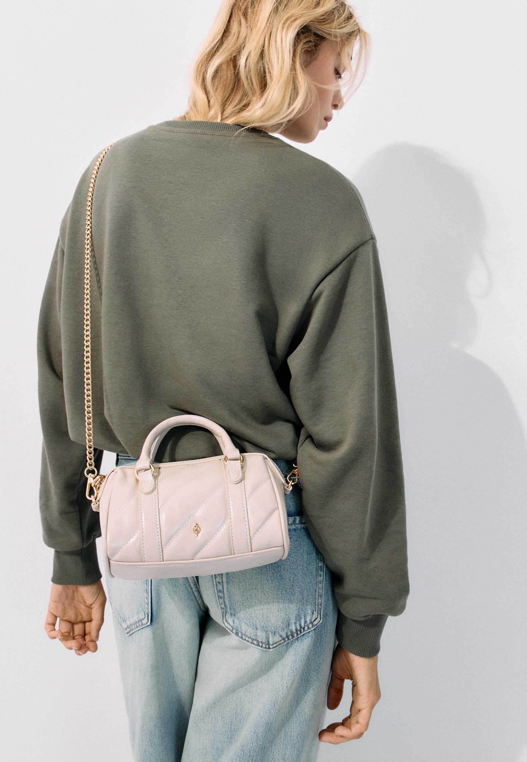 Quilted bowling bag — Ecru