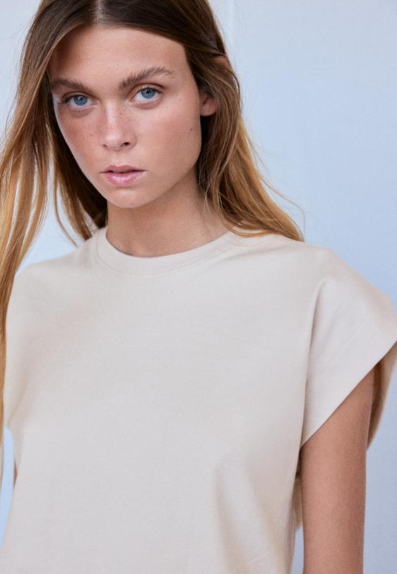 Stradivarius B06 Basic, Ejtett Vállú Póló 0-430 S