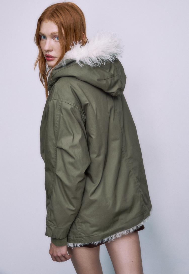 parka rembourree a fausse fourrure longue interieure