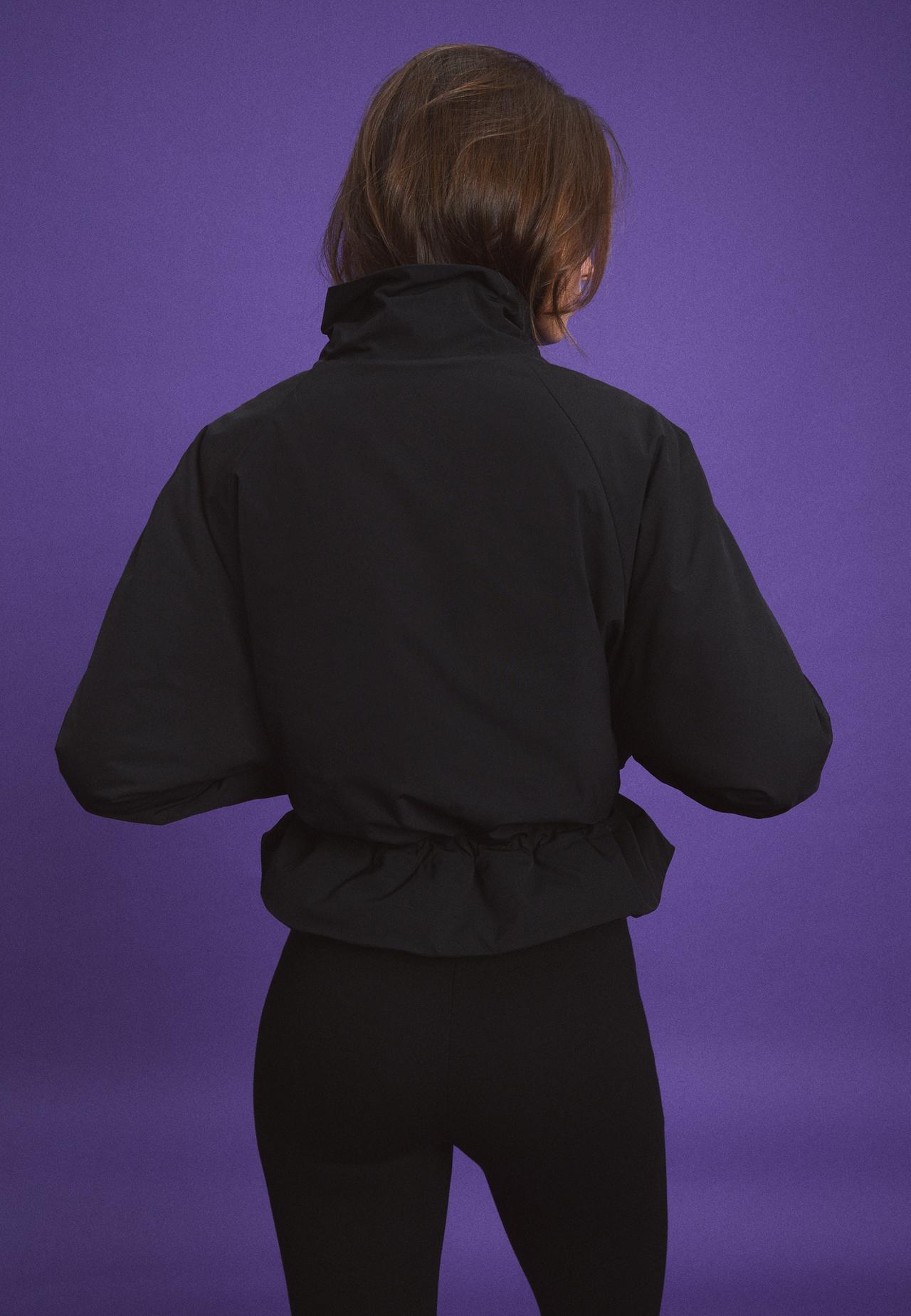 Peplum puffer jacket — Black
