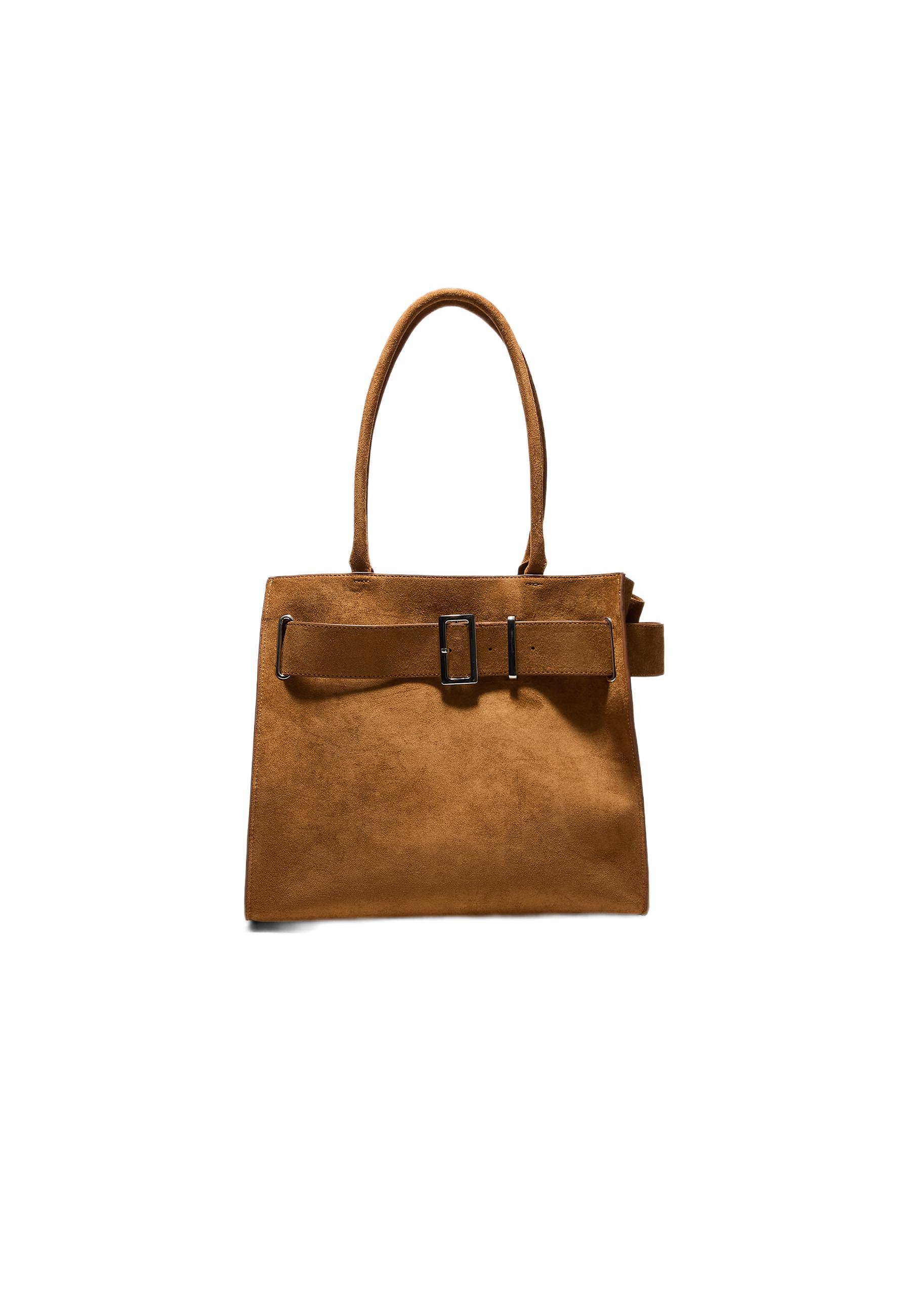 City shopper bag with buckle detail — Terracotta