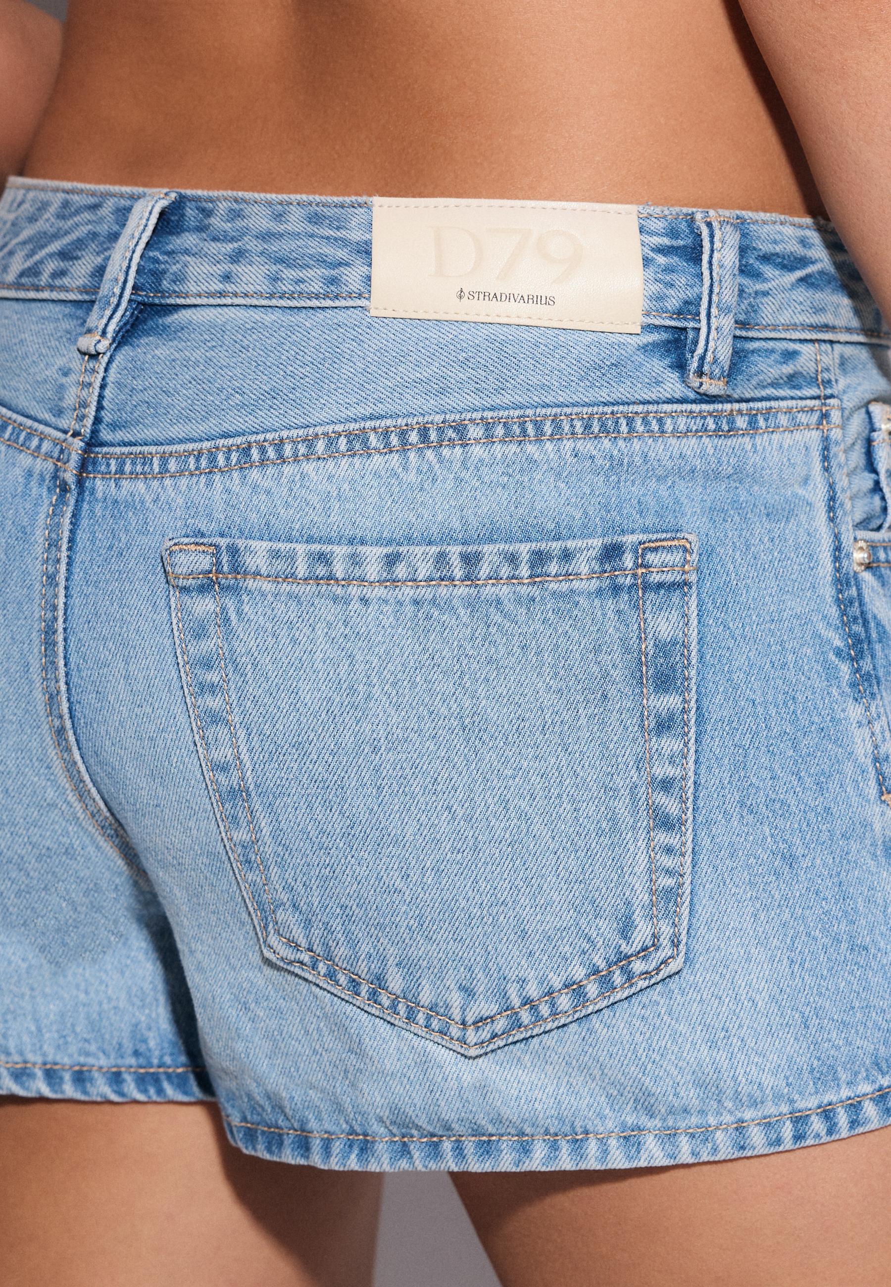 D79 Low-waist shorts — OVERDYED BLUE DENIM