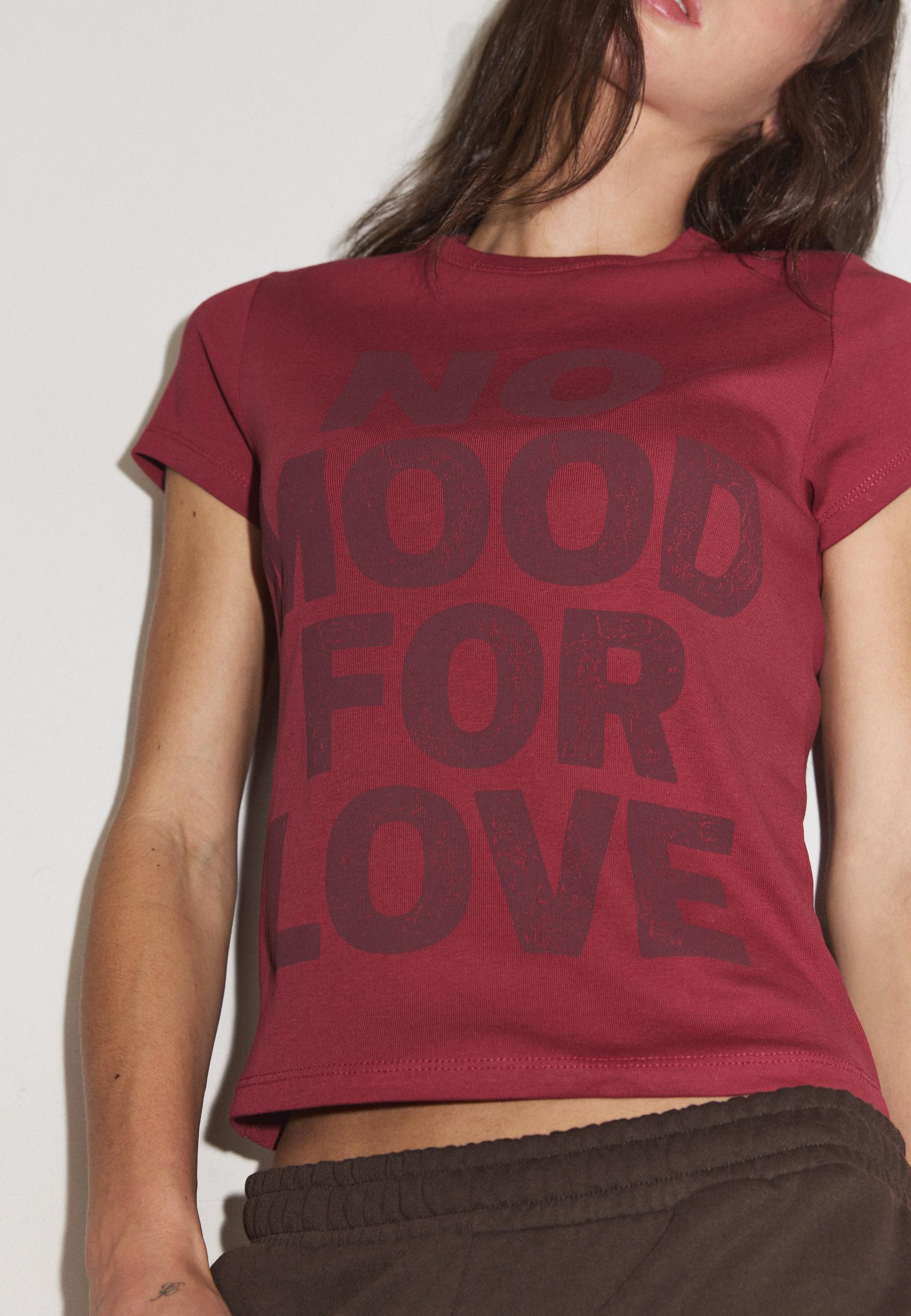 Printed short sleeve T-shirt — Dark red