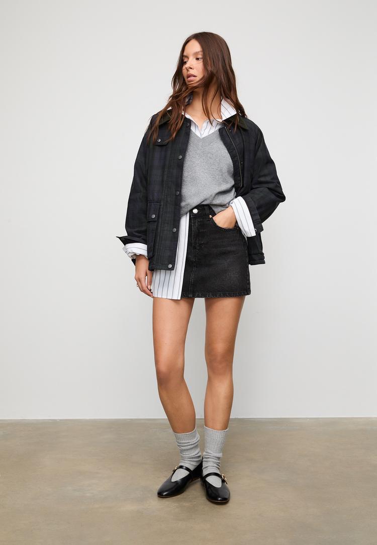 denim mini skirt